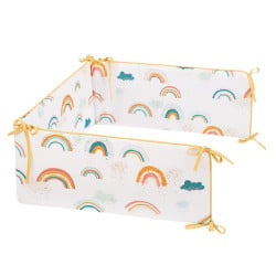 Premium cot bumper - suitable for all beds in 100% certified cotton - Rainbow