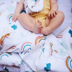 Drap housse bébé en coton certifié - Collection Premium - Arc en Ciel