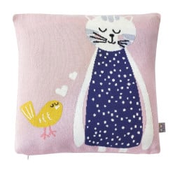 Organic cotton cushion cover - Pink kitten