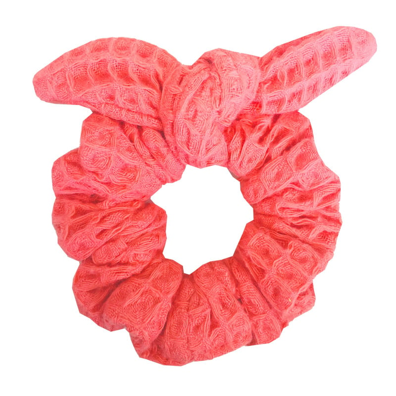 Scrunchie with bow - honeycomb cotton