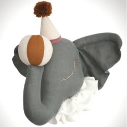 Children's wall trophy - plush decoration - Gray elephant