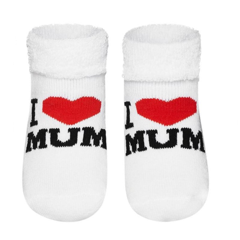 Baby socks in terry cotton - I love Mom