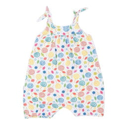 Baby short summer romper in organic cotton playsuit, Candy