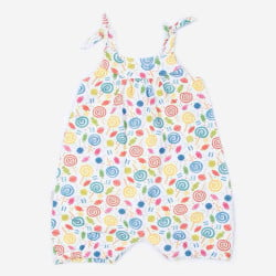 Baby short summer romper in organic cotton playsuit, Candy