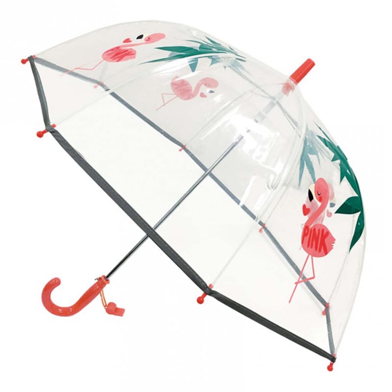 Transparent children's umbrella, Flamingo