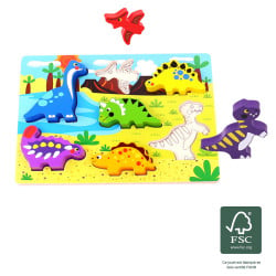 Baby toy - Chunky wooden puzzle, Dinosaurs