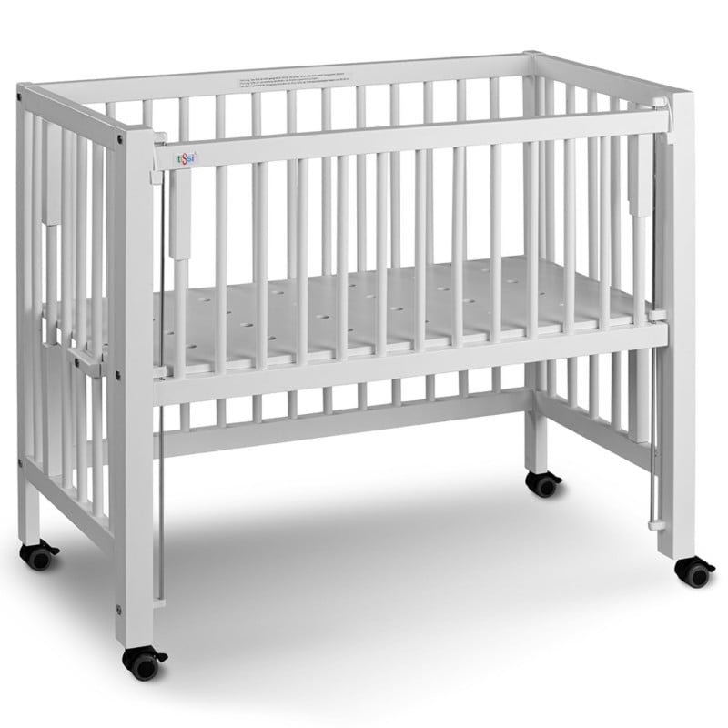 Co-sleeping cot with sliding barriers, White