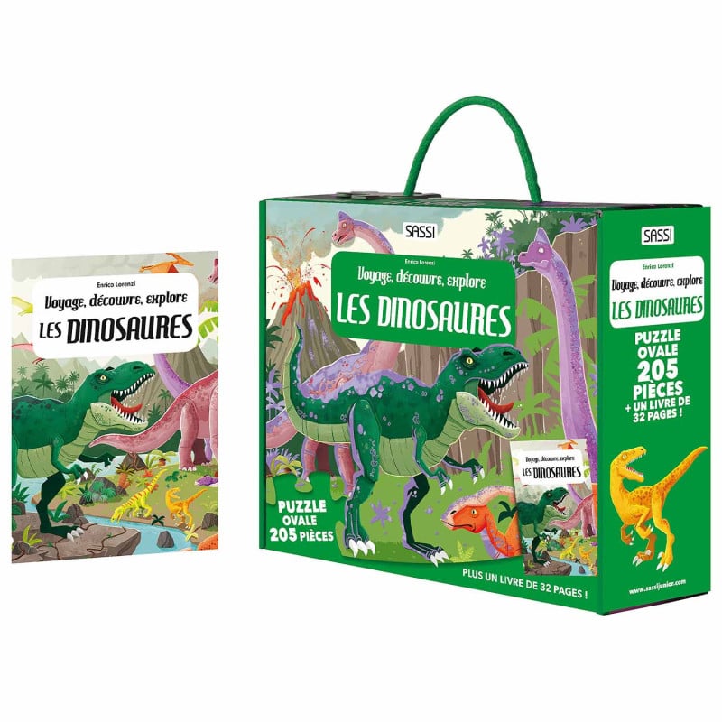 Puzzle & Book - Travel, discover, explore, Dinosaurs